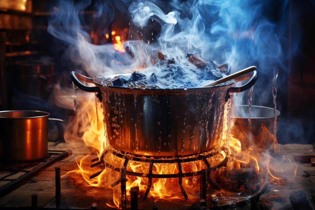 Wasser kochen auf dem grill